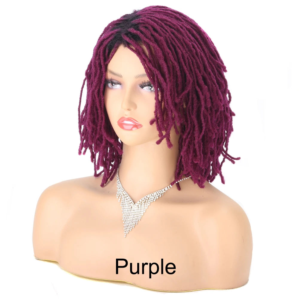 Perruque Synthétique Tressée pour Femme, Cheveux Courts, Bob, Noir, Blond, Rouge, Dreadlock, Déesse, Faux auxLocs, Bouclée, Twist, 10 Pouces