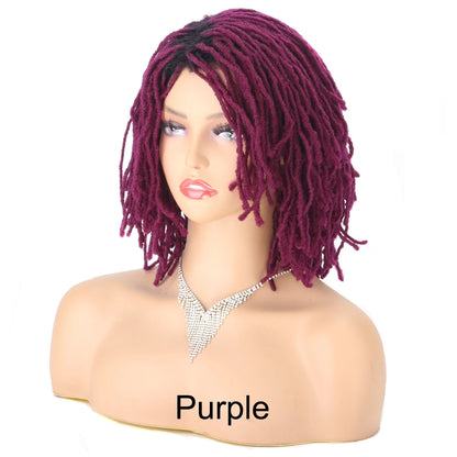 Perruque Synthétique Tressée pour Femme, Cheveux Courts, Bob, Noir, Blond, Rouge, Dreadlock, Déesse, Faux auxLocs, Bouclée, Twist, 10 Pouces
