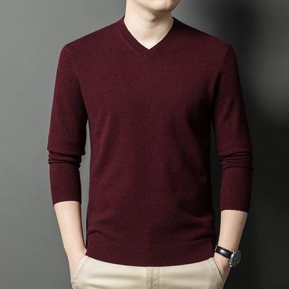 Pull Homme Col en V — Tricoté Surdimensionné | Couleur Unie | Chaud & Confortable | 7 Coloris | M–4XL