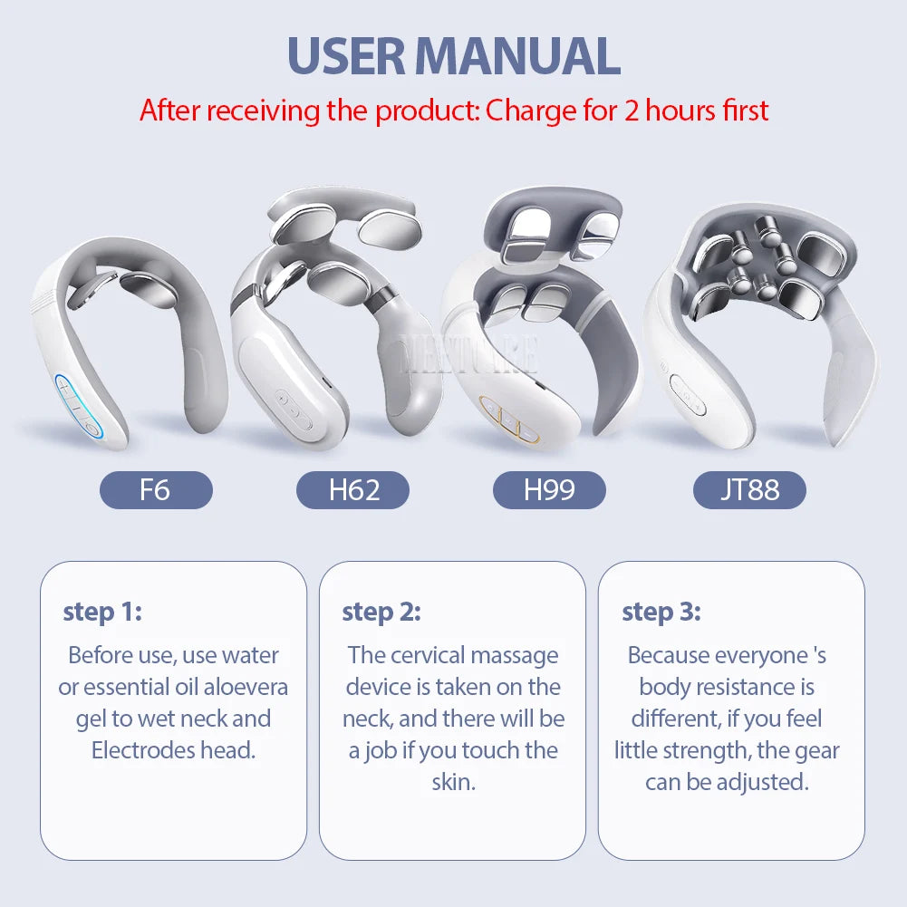 Smart Electric Neck and Back Massager, Rechargeable TENS, Hot Compression Massage, Cervical Vertebra Relaxation, Pain Kneading Therapy