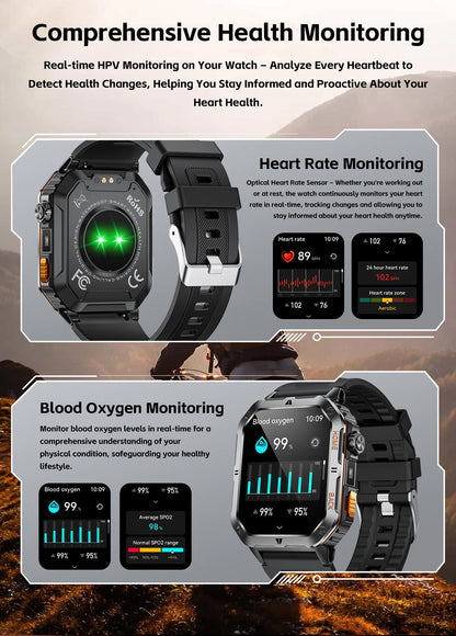 Montre Connectée Sport MT62 — Écran 2,01", Étanche 3 ATM, Batterie 1000 mAh, Bluetooth 5.3, 4 Coloris | TechNova X