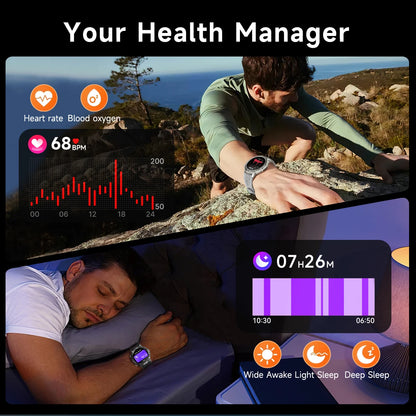 Militaire 1000mAh grande batterie montre intelligente numérique Bluetooth appel sport Smartwatch électronique montres pour homme Android 2026 nouveau
