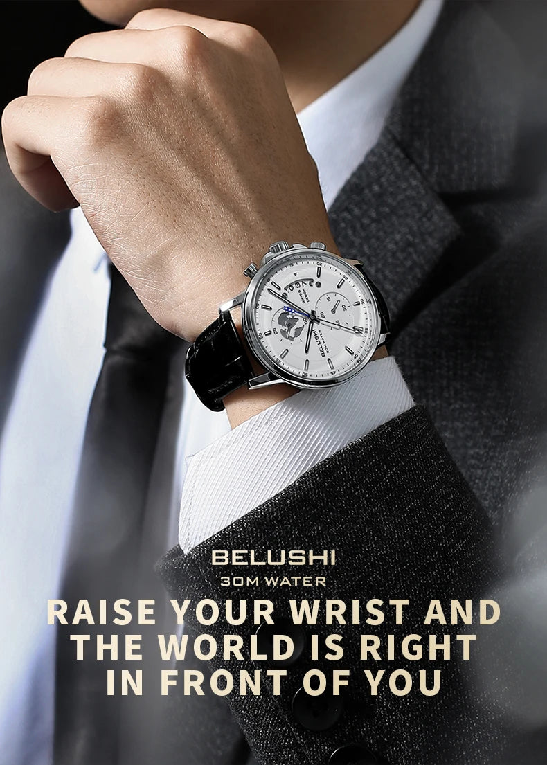 Montre Homme CHENXI B-576 — Chronographe Quartz, Bracelet Cuir, Aiguilles Lumineuses