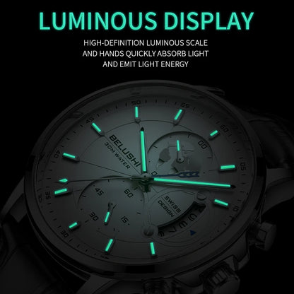 Montre Homme CHENXI B-576 — Chronographe Quartz, Bracelet Cuir, Aiguilles Lumineuses
