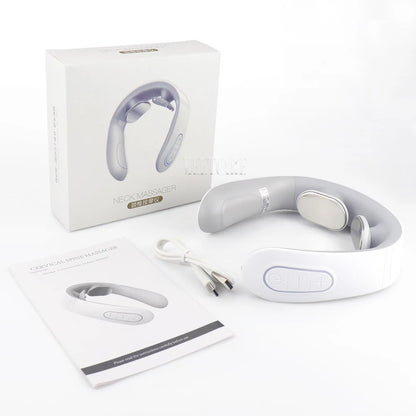 Smart Electric Neck and Back Massager, Rechargeable TENS, Hot Compression Massage, Cervical Vertebra Relaxation, Pain Kneading Therapy