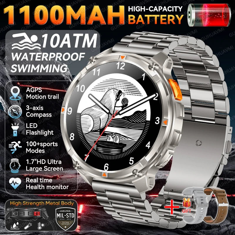 Smartwatch GPS GUHUAVMI T-Rex3 Pro 2026 — AMOLED 1,7", Batterie 1100mAh, 10 ATM, 100+ Modes Sport