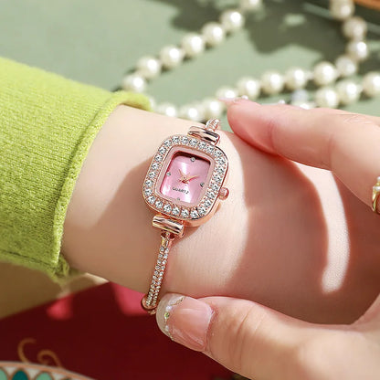 Montre Femme Quartz Cristal MOONBIFFY — Bracelet Cuir, Cadran Orné de Cristaux, 5 Coloris