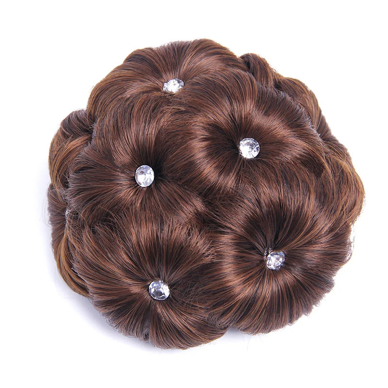 Chignon Bouclé Synthétique Clip-In AOSI Queen — Fibre Haute Température, Postiche Beignet Neuf Fleurs, 7 Couleurs | TechNova X