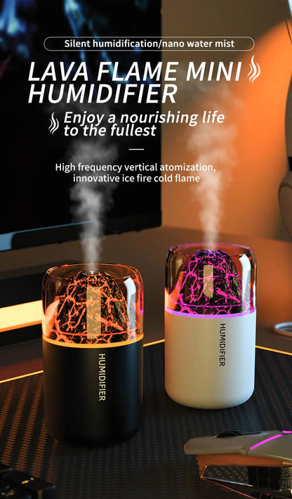 Diffuseur Aromathérapie USB Volcanique — Humidificateur & Veilleuse Colorée
