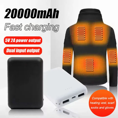 20000mAh Portable USB Charger, Fast Charging, Power Bank, Heated Vest, Jacket, Scarf, Socks, Gloves Gear, New