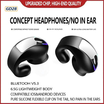 SHUKE GD28 OWS Clip Earphones — Bluetooth 5.3, ANC, IPX7, 688h Standby