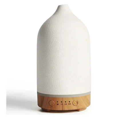 Diffuseur Aromathérapie Céramique 100ml — Ultrasonique, Minuterie 1H/2H & Veilleuse LED 7 Couleurs