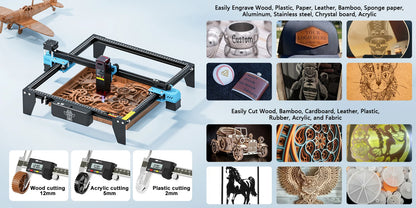 Graveur Laser deux arbres TTS 10 Pro, avec contrôle hors ligne Wifi, Machine de gravure Laser 10W pour la sculpture sur verre, métal et cuir
