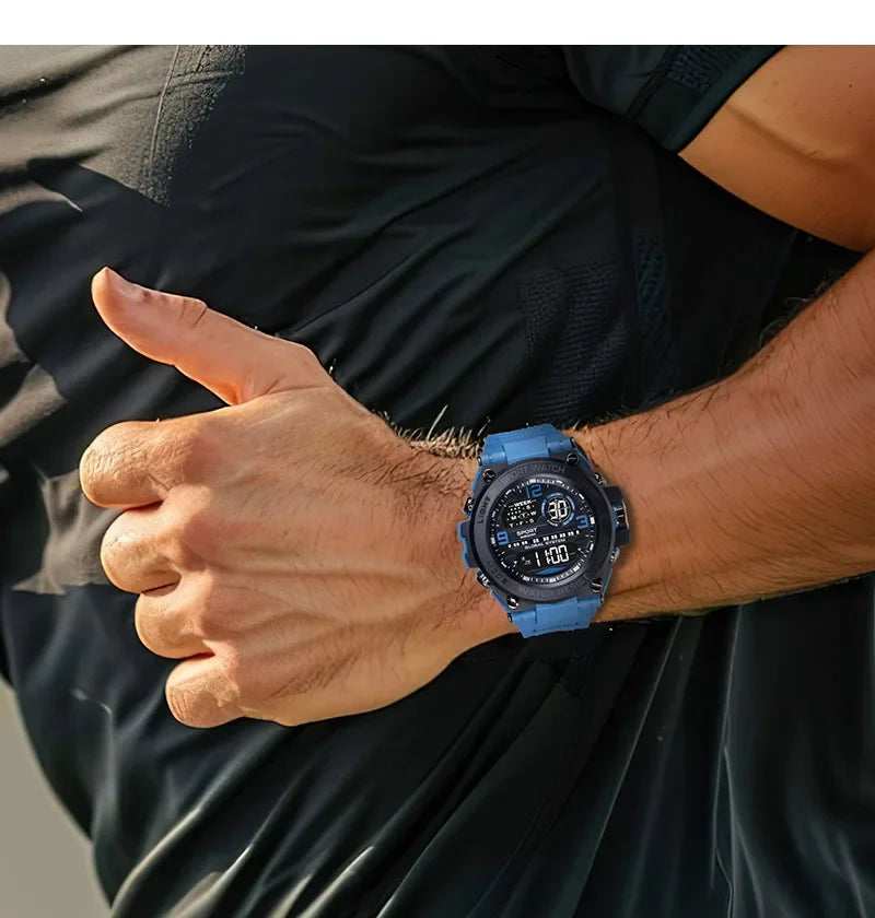 Montre Sport Digitale YIKAZE A69270 — Grand Cadran 56mm, LED, Chronomètre, Alarme, 3 ATM
