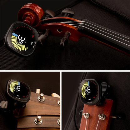 Accordeur de guitare Cherub supérieur, accordeur multifonction à clipser avec écran couleur LED pour violon ukulélé Rechargeable