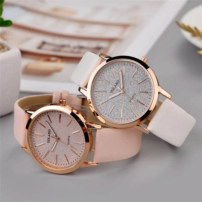 Montre Femme Quartz Minimaliste ZK0527 — Bracelet Cuir 18mm, Cadran Rond 40mm, 5 Coloris