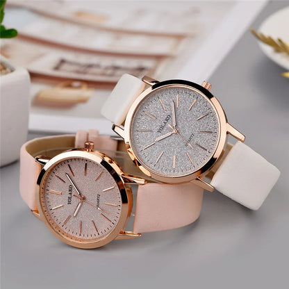 Montre Femme Quartz Minimaliste ZK0527 — Bracelet Cuir 18mm, Cadran Rond 40mm, 5 Coloris