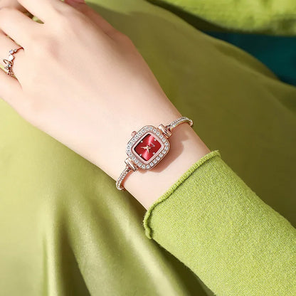 Montre Femme Quartz Cristal MOONBIFFY — Bracelet Cuir, Cadran Orné de Cristaux, 5 Coloris