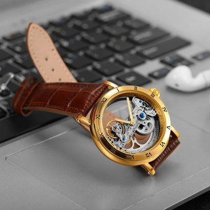 Montre Mécanique Automatique Squelette FORSINING FS134 — Aiguilles Lumineuses, Bracelet Cuir ou Acier