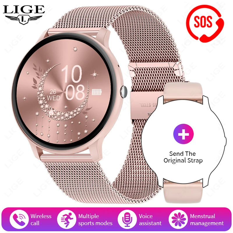 Smartwatch LIGE 2025 — Bluetooth 5.3, Écran 1,39", Santé 24h, IP68