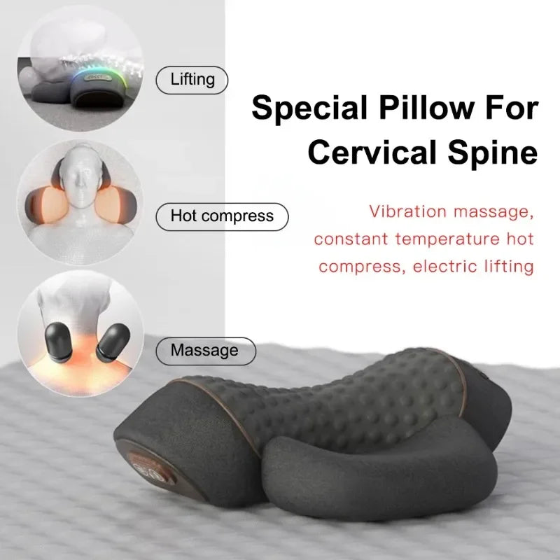 Oreiller masseur de cou électrique civière cervicale chauffage Vibration Massage dos Traction orthopédique oreillers de couchage soutien