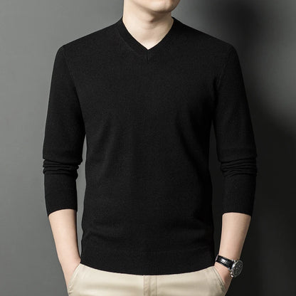 Pull Homme Col en V — Tricoté Surdimensionné | Couleur Unie | Chaud & Confortable | 7 Coloris | M–4XL