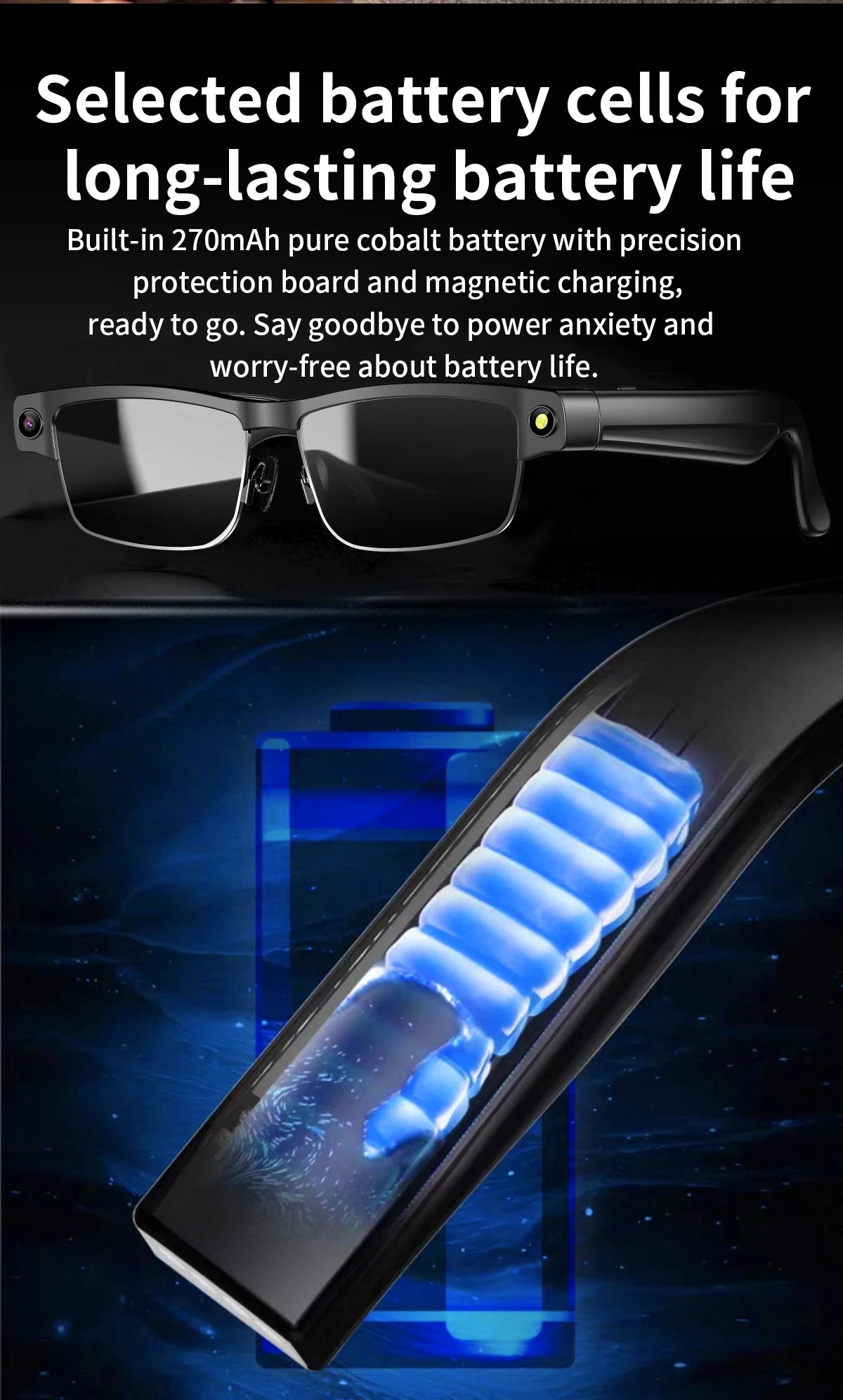 LIGE 800W HD Camera Smart Glasses 1200P HD Video Recording Chat Translation Voice Control Calling Sunglasses Color-Changing Lenses