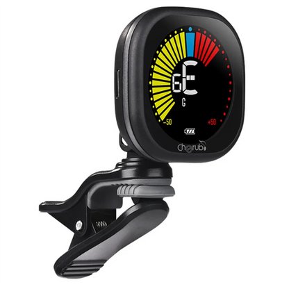 Accordeur de guitare Cherub supérieur, accordeur multifonction à clipser avec écran couleur LED pour violon ukulélé Rechargeable