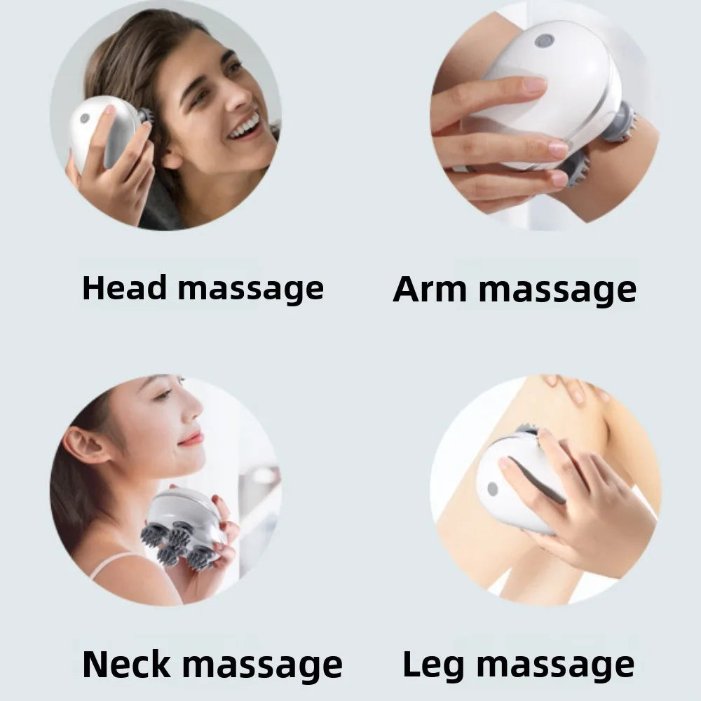 Masseur musculaire masseur de tête électrique cuir chevelu détendre Vibration masseur de cuir chevelu pétrissage Machine de Massage de tête Rechargeable femmes/hommes