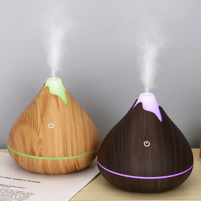 Humidificateur Diffuseur Arômes Design Bois — Ultrasonique, LED 7 Couleurs & USB 5V (200ml/350ml)