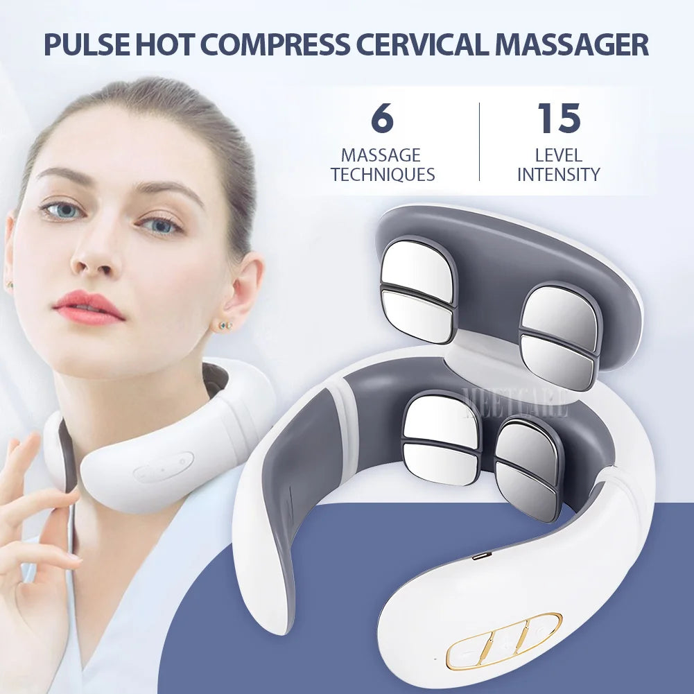 Masseur intelligent électrique TENS EMS pour le dos et le cou, 4 modes, pour la relaxation musculaire et la santé, outil de massage des épaules et cervicales