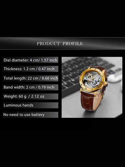 Montre Mécanique Automatique Squelette FORSINING FS134 — Aiguilles Lumineuses, Bracelet Cuir ou Acier