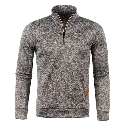 Pull à col roulé avec fermeture éclair pour homme, sweat-shirt d'extérieur, pull à demi-fermeture éclair, vêtements solides, PVD, printemps, automne