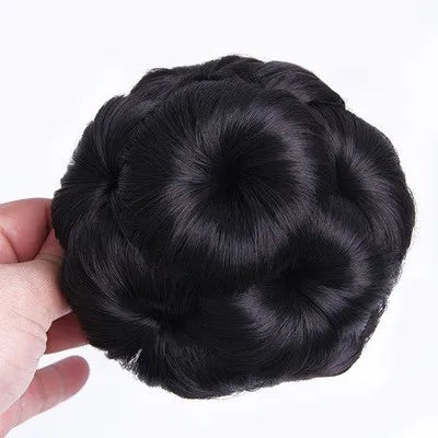 Chignon Bouclé Synthétique Clip-In AOSI Queen — Fibre Haute Température, Postiche Beignet Neuf Fleurs, 7 Couleurs | TechNova X