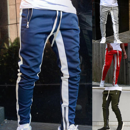 Pantalon de Survêtement Homme — Skinny | Taille Élastique & Cordon | Fermeture Éclair Latérale | Style Hip Hop | 5 Coloris | M–2XL