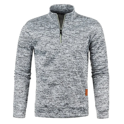 Pull à col roulé avec fermeture éclair pour homme, sweat-shirt d'extérieur, pull à demi-fermeture éclair, vêtements solides, PVD, printemps, automne