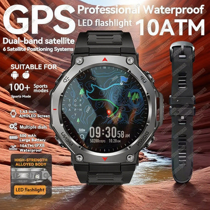 Montre Connectée Sport ZYKEXUAN T-Rex3 — AMOLED 1,43", Étanche 10 ATM, Boussole, Altimètre, 100+ Sports, 13 Coloris | TechNova X