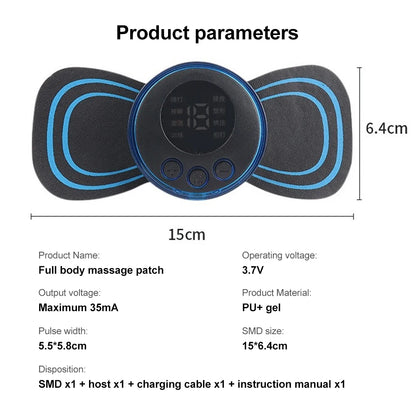 Masseur de cou EMS, Mini Patch de soulagement de la douleur musculaire du dos Cervical, tapis stimulateur, outil de soins de santé Portable pour les jambes et le corps