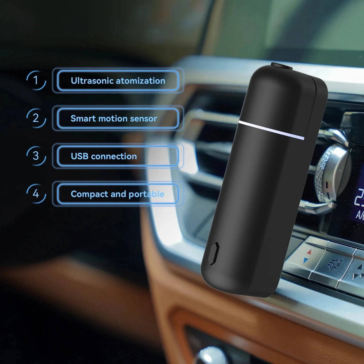 Diffuseur Parfum Voiture — Désodorisant Grille Aération & 6 Huiles Essentielles Incluses