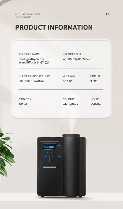 Diffuseur de Parfum Professionnel Bluetooth 200ml — Contrôle App, 300-500m³ & Alliage d'Aluminium