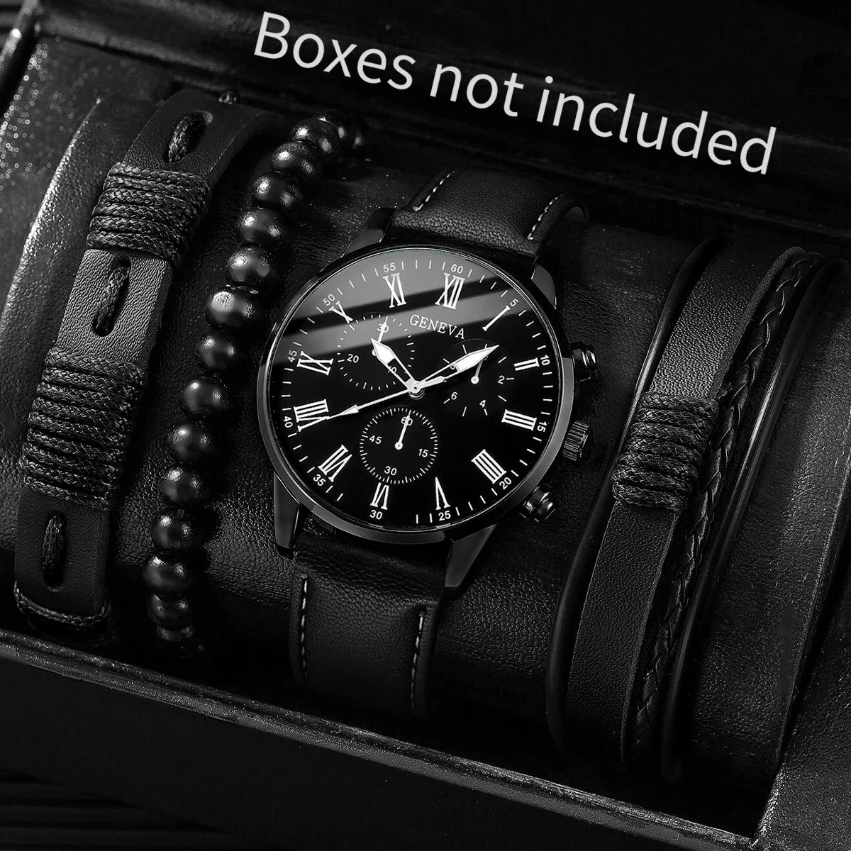 Montre Homme Quartz — Cadran Chiffres Romains + 3-4 Bracelets Interchangeables Cuir & Nylon