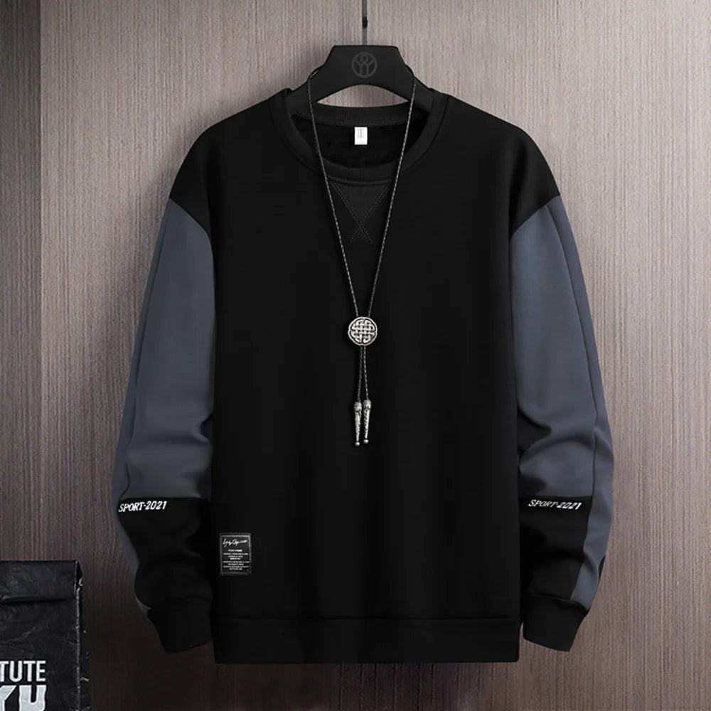 Sweat-shirt Col Rond Homme — Coupe Ample | Motif Patchwork | Sans Capuche | 4 Saisons | 3 Coloris | Asian M à 5XL