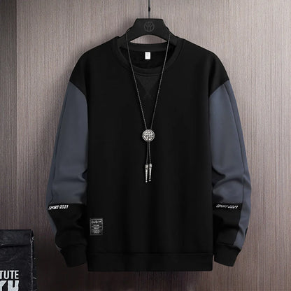 Sweat-shirt Col Rond Homme — Coupe Ample | Motif Patchwork | Sans Capuche | 4 Saisons | 3 Coloris | Asian M à 5XL