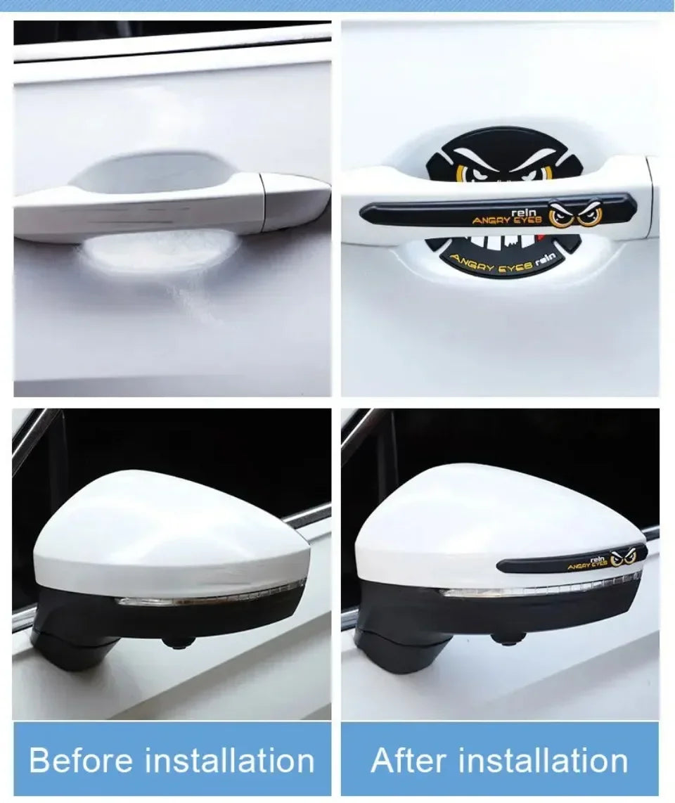 Autocollants de bol de porte de voiture, rétroviseur, sourcils de pluie, poignée de porte de voiture, autocollant réfléchissant, bande de protection universelle anti-rayures