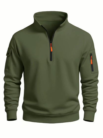 Sweat-Shirt Homme Demi-Zip Col Haut — Sport Décontracté, Coupe-Vent | Automne-Hiver