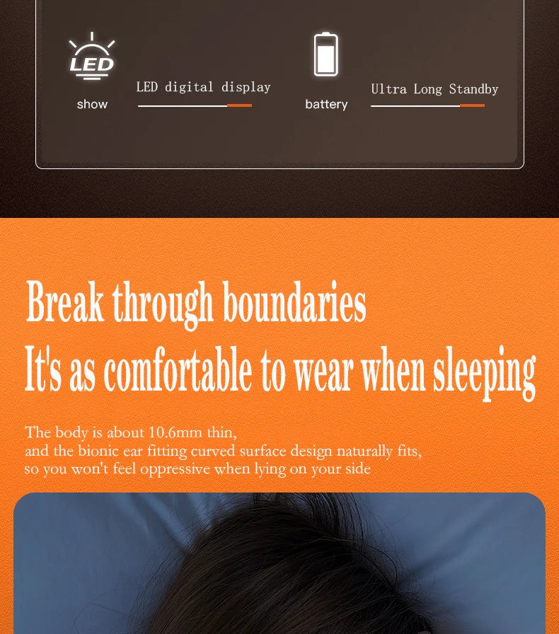 Ultra-Thin Bluetooth 5.3 Sleep Headphones — Invisible, IPX7 Waterproof | TechNova X