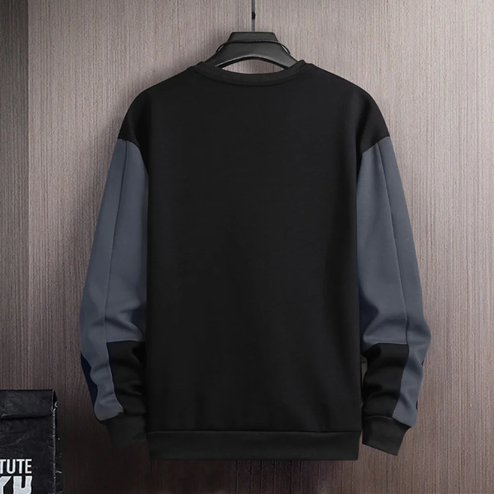 Sweat-shirt Homme Col Rond — Coupe Ample | Motif Patchwork | Style Décontracté | 4 Saisons | 3 Coloris | M–5XL