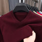 Nouveaux pulls hommes col en V basique couleur unie chandails col rond élastique pulls chaud automne tricoté surdimensionné pull hommes