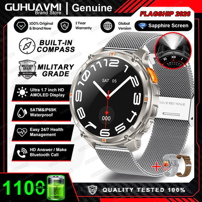 Smartwatch GPS GUHUAVMI T-Rex3 Pro 2026 — AMOLED 1,7", 1100mAh, 10 ATM, 100+ Sports, 15 Variantes