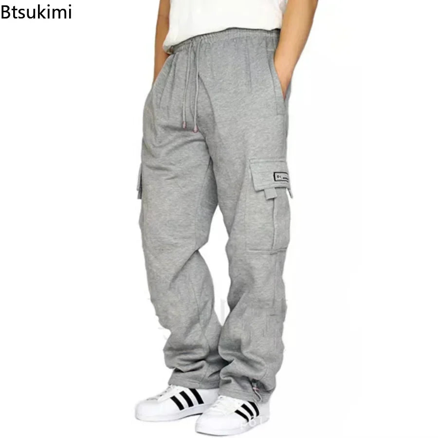 Pantalon décontracté pour homme 2026 – Survêtement uni multi-poches pour homme, automne-hiver, coupe oversize